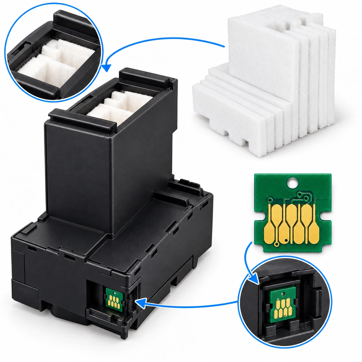 Kit Almofada + Chip T04D1 T04D100 Compatível com Epson