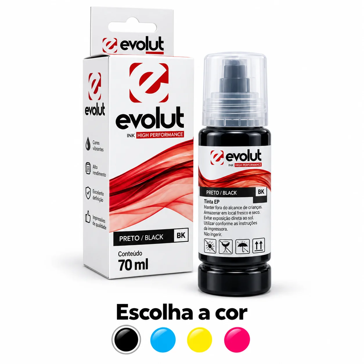 Tinta Evolut 70ml Compatível com Epson T544 / T504 — Unidade